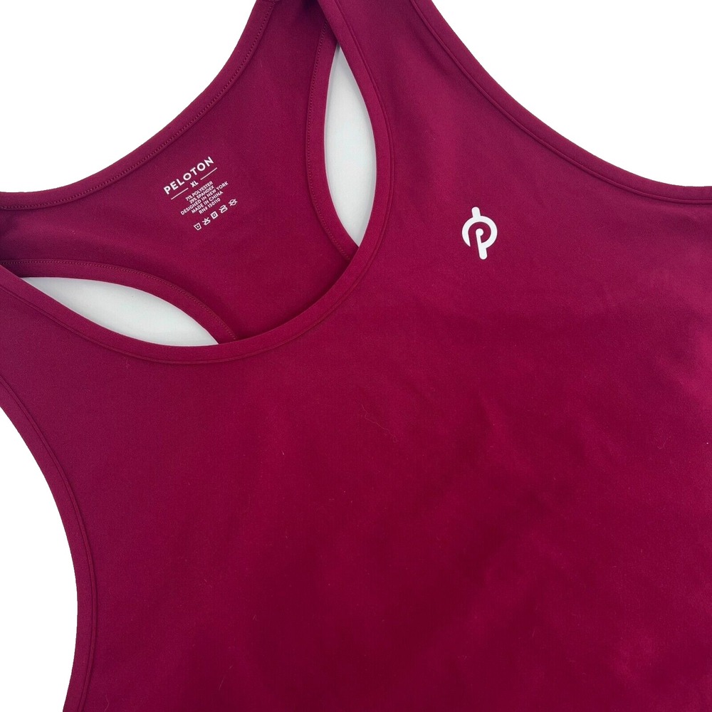 PELOTON Women's Size XL Maroon Polyester/Spandex Racerback Tank Top Stretch Logo